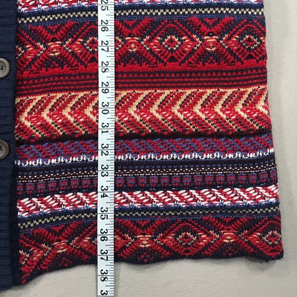 St John's Bay Cardigan Women's XL Red Fair Isle Knit Button Sweater Pocket Aztec - Picture 14 of 15